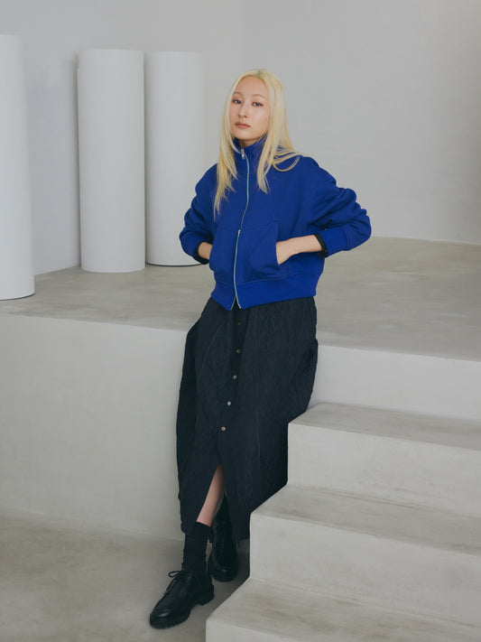 CROPPED SWEAT JACKET/ ROYAL