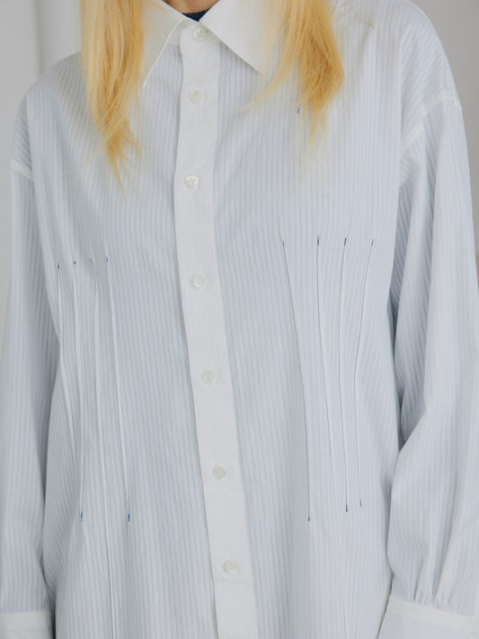 TRAVEL SHIRT DRESS/ WHITE STRIPE