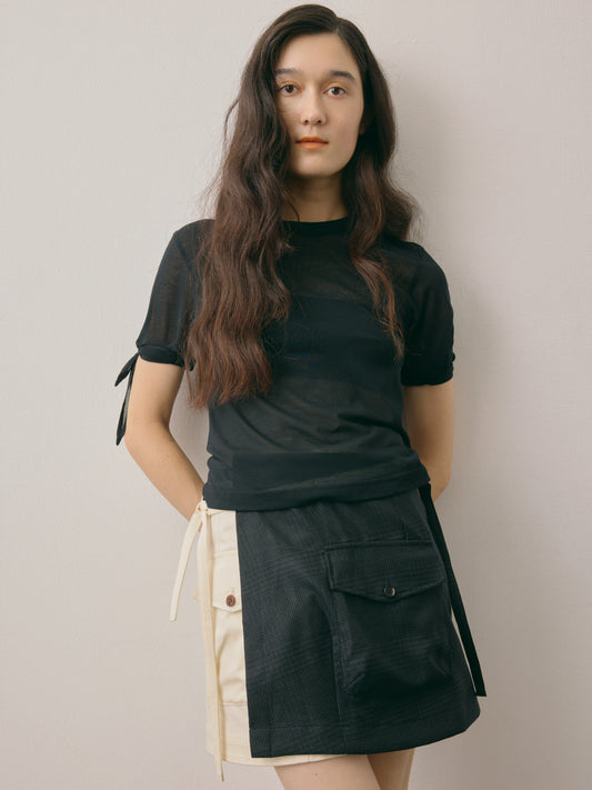 STRAP TEE/ SHEER BLACK