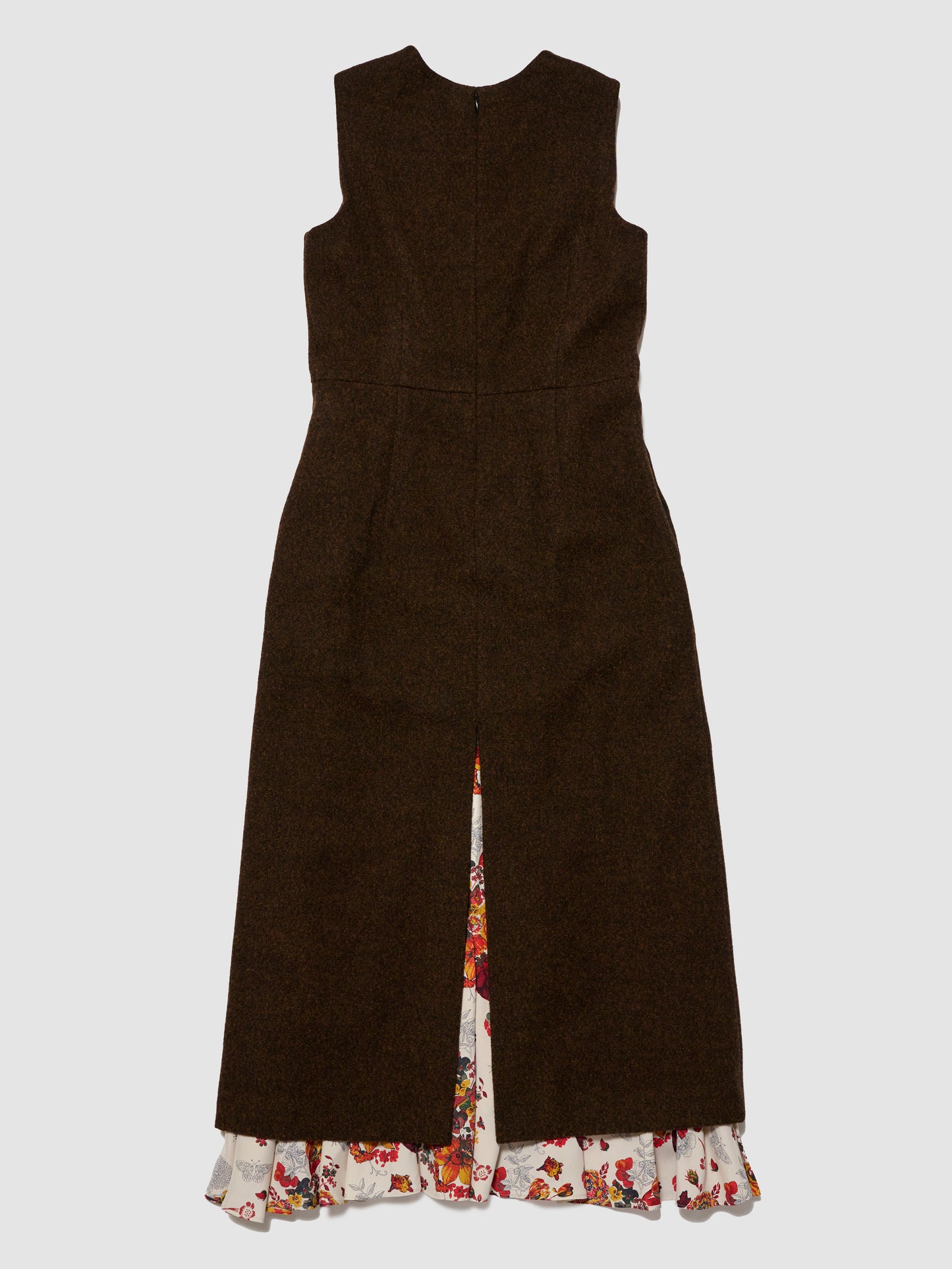 SLIT LAYERED DRESS/ BROWN