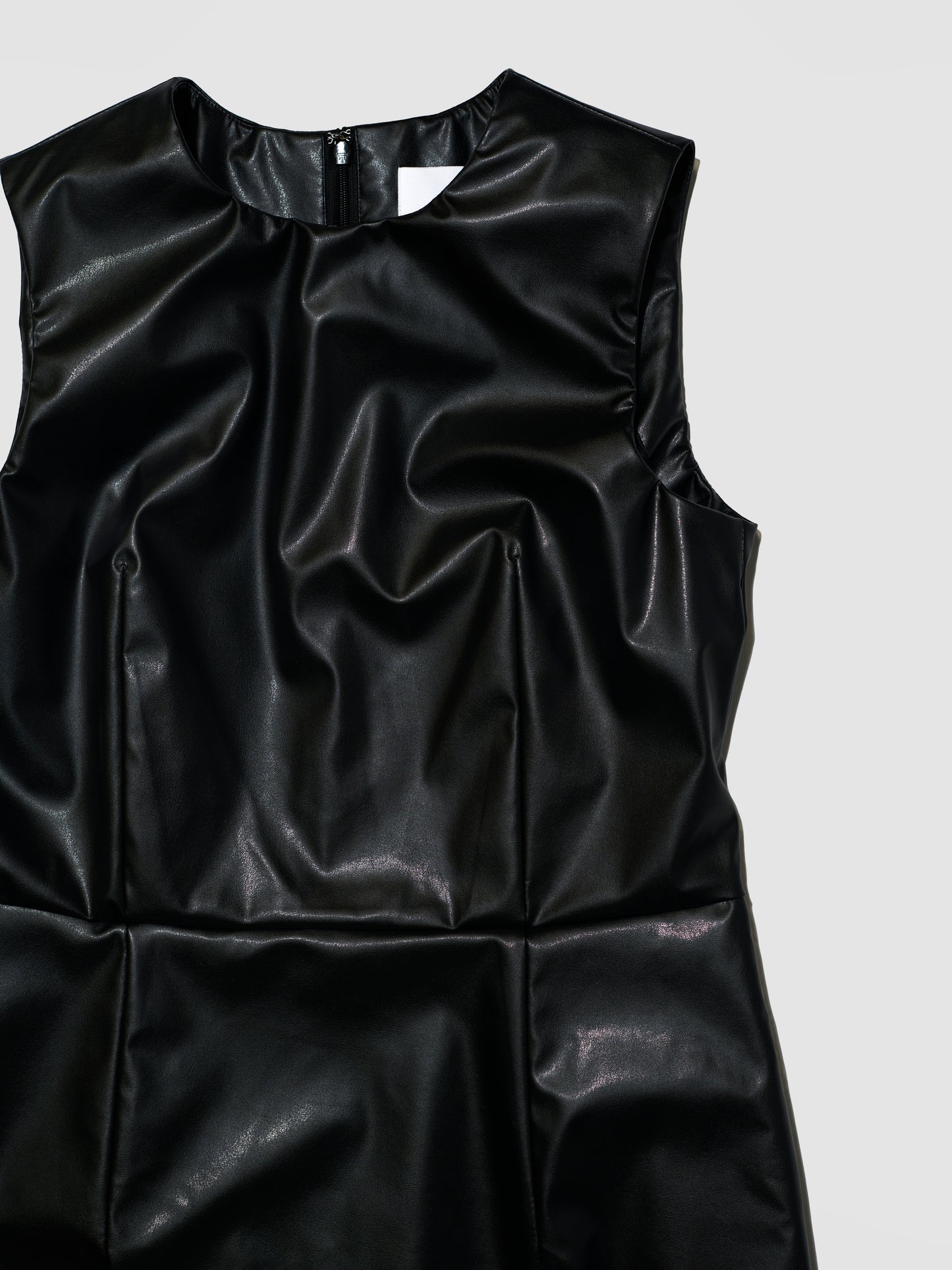 SLIT LAYERED DRESS/ LEATHER
