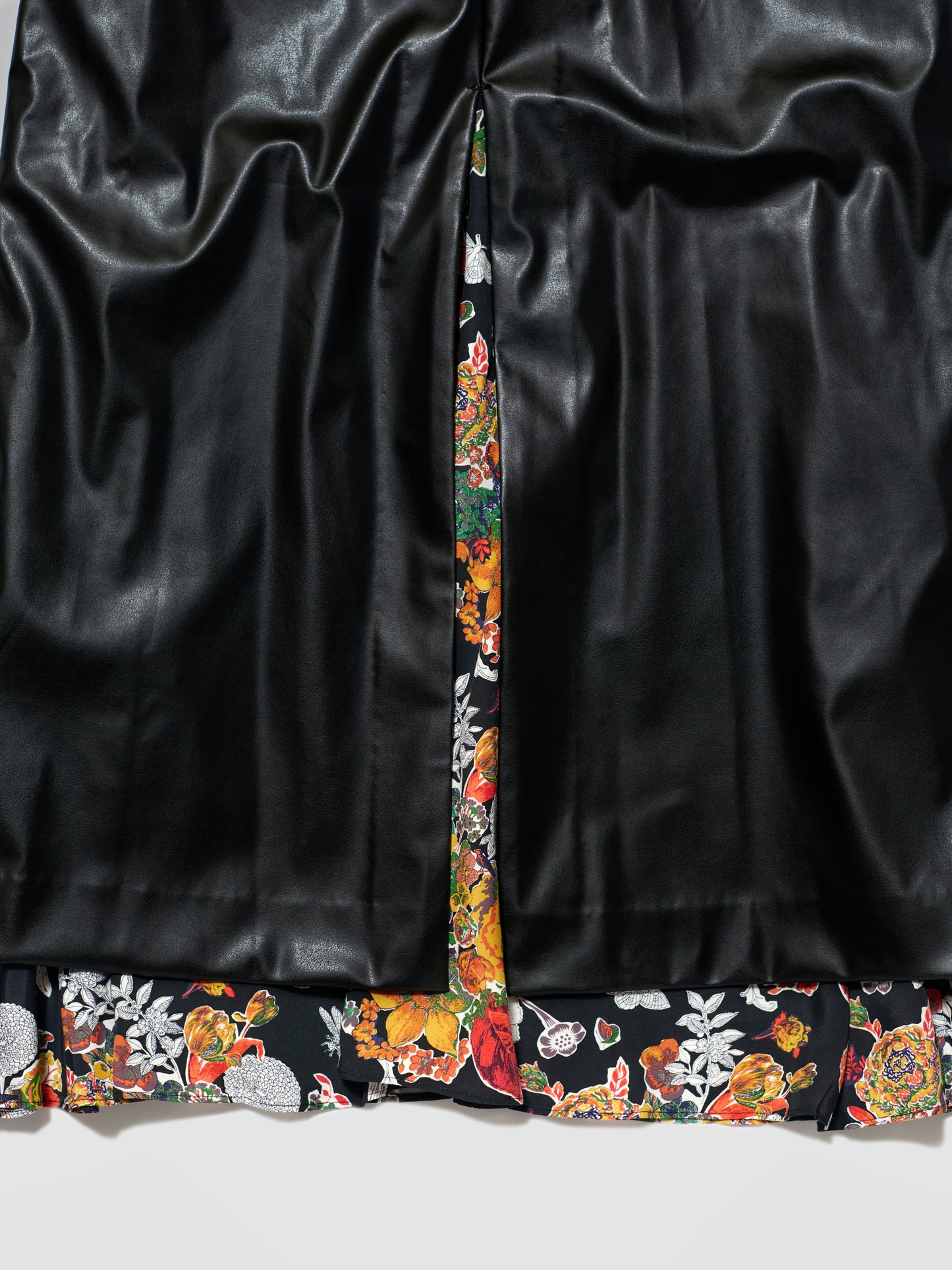 SLIT LAYERED DRESS/ LEATHER