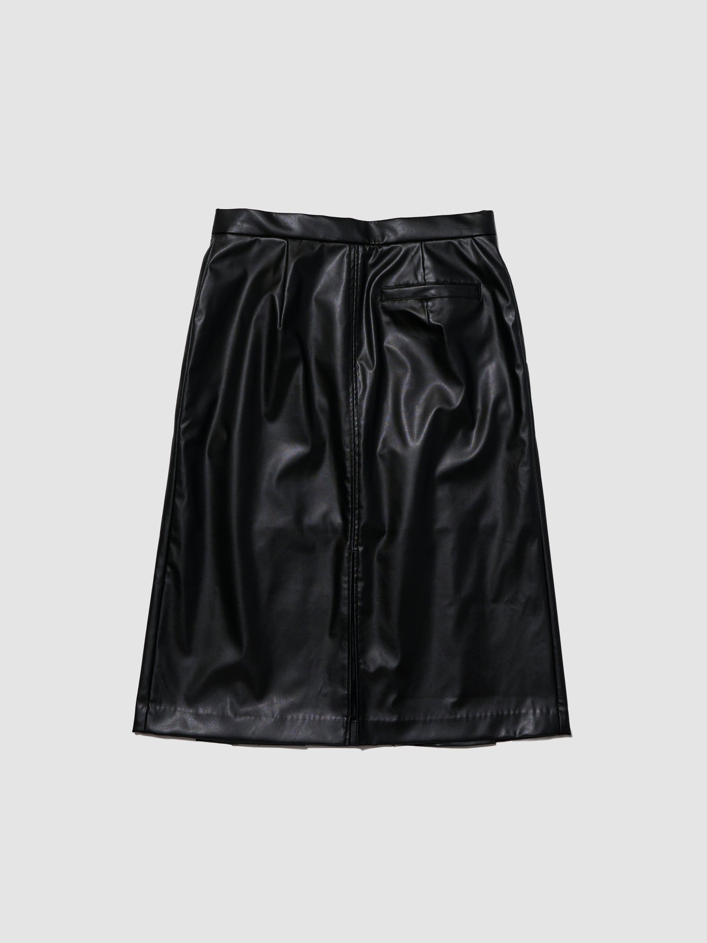PLEATED PENCIL SKIRT/ LEATHER