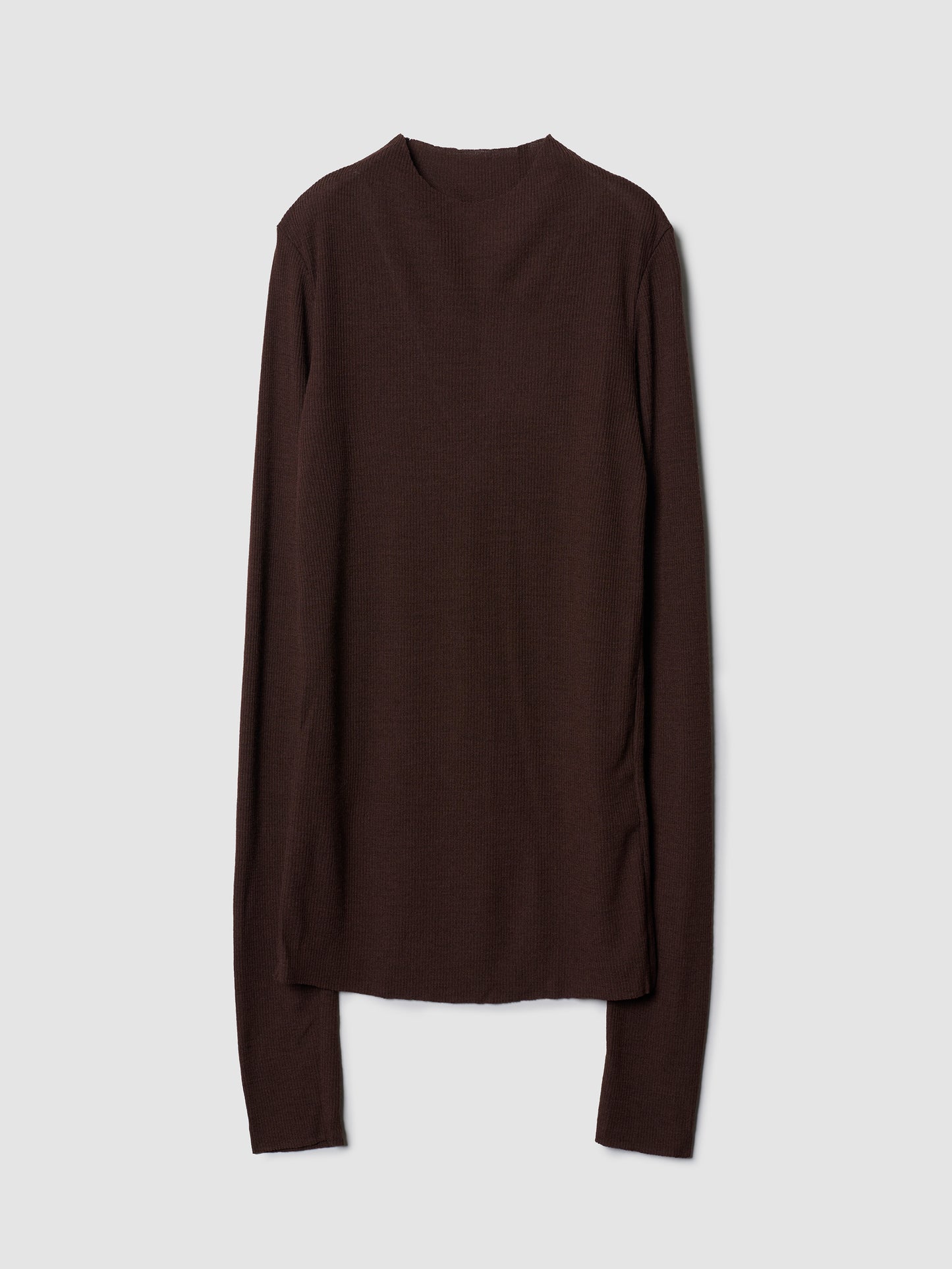 MOCK NECK LONG TEE/ BROWN