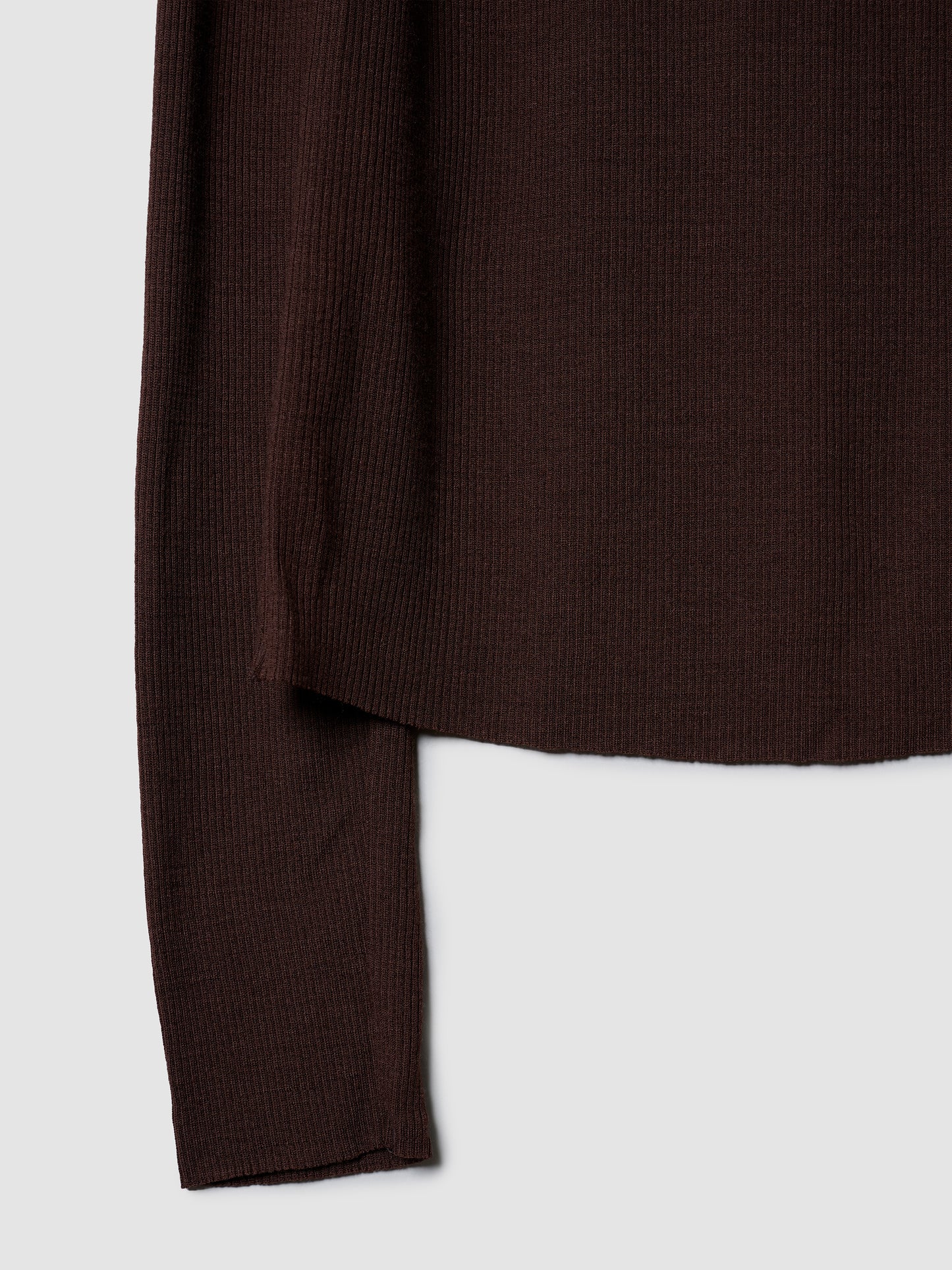 MOCK NECK LONG TEE/ BROWN