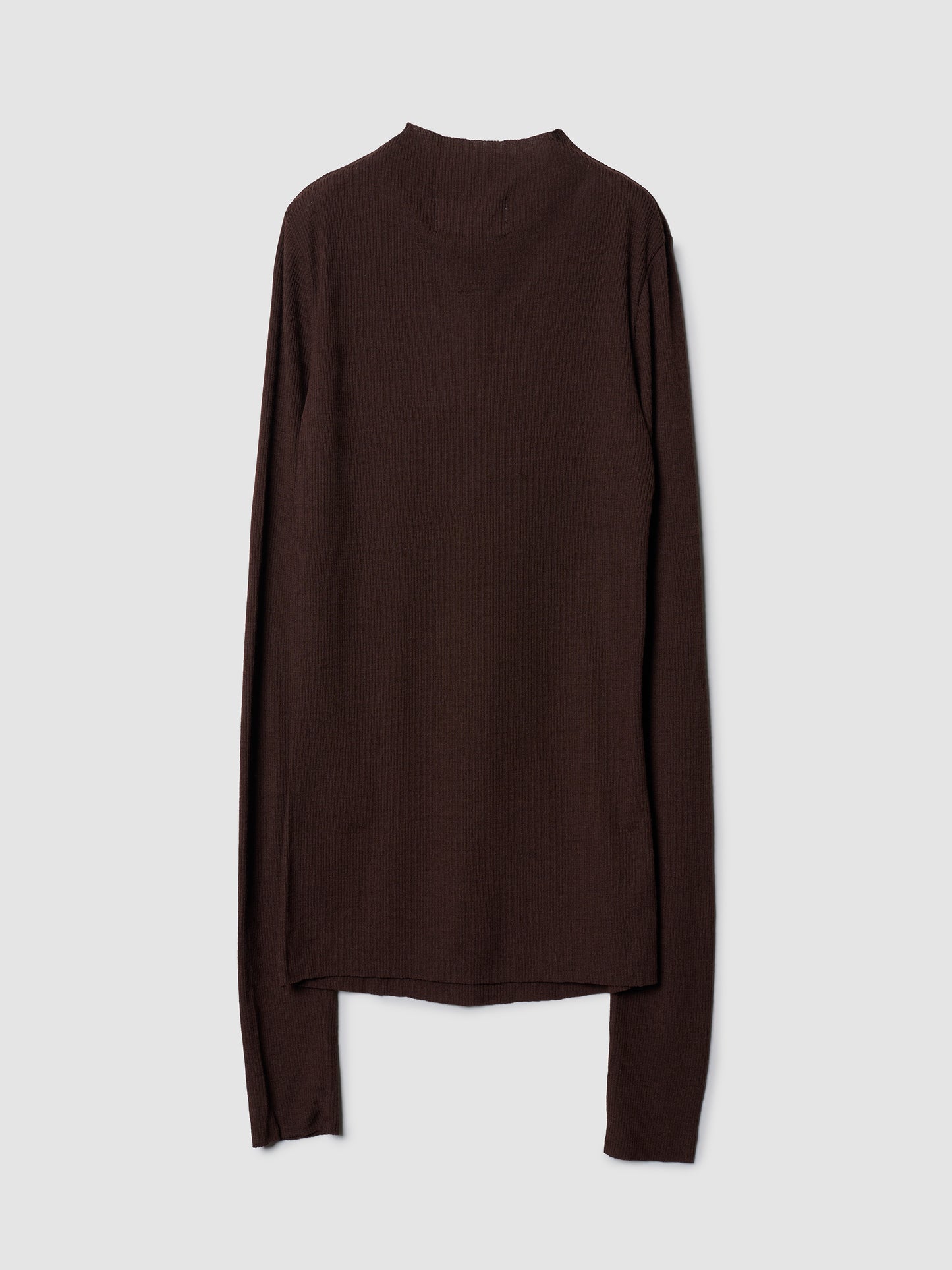 MOCK NECK LONG TEE/ BROWN