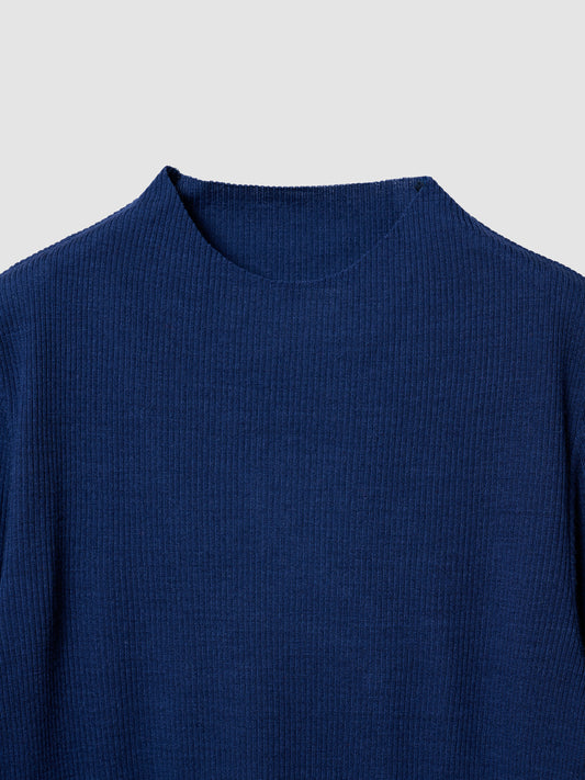 MOCK NECK LONG TEE/ NAVY