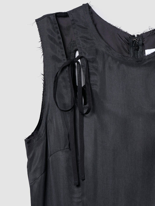 WING DRESS/ BLACK CUPRO TWILL