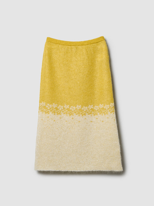 FLOWER FLAKE SKIRT/ YELLOW x SNOW