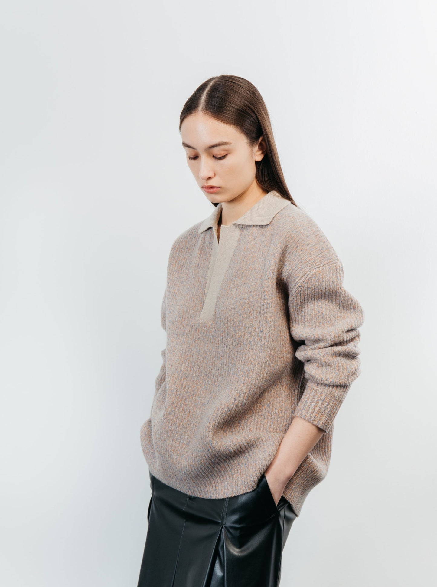 BASS POLO SWEATER/ MULTI BEIGE
