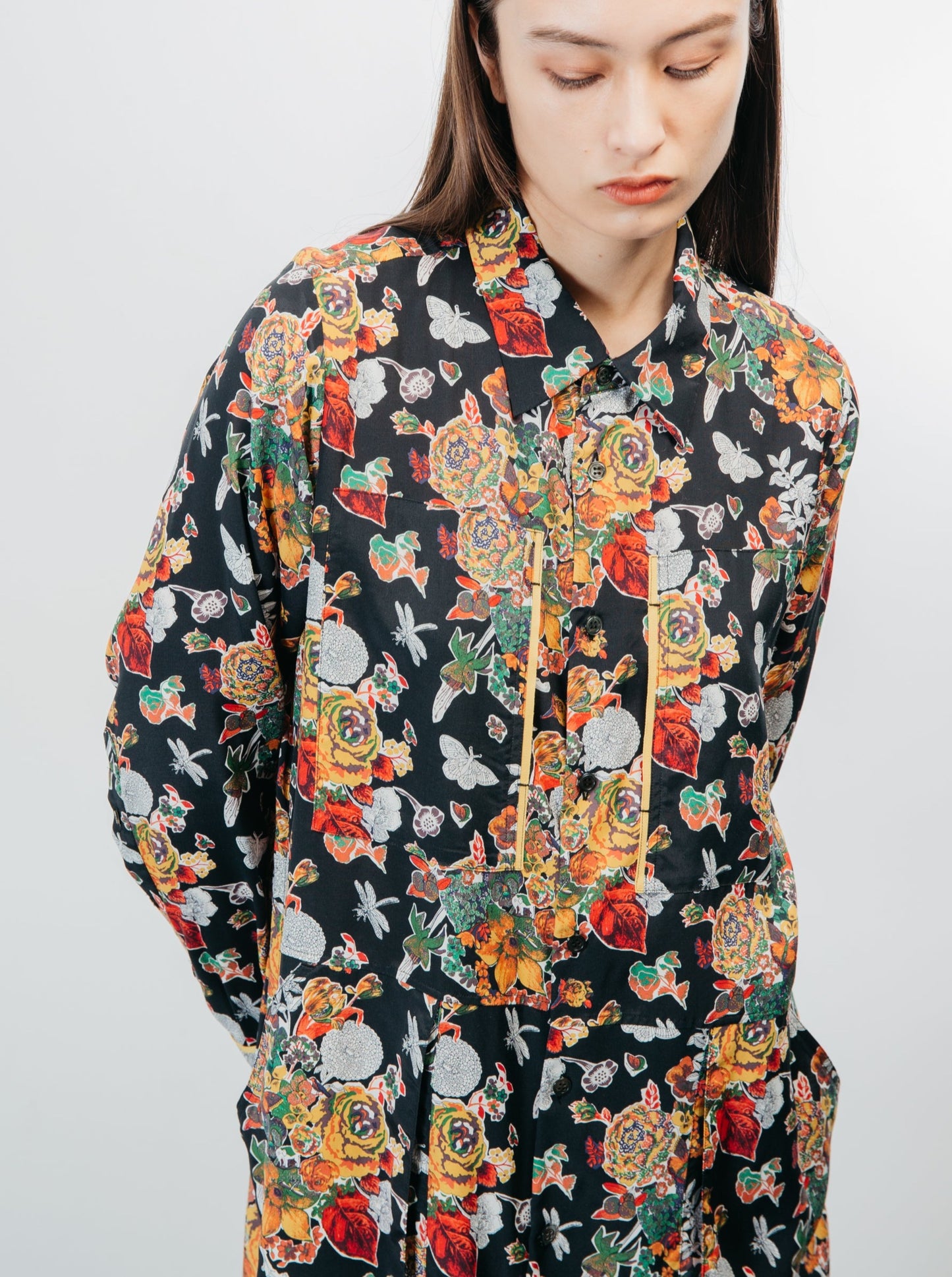 MUSE SHIRT DRESS/ BLACK FLORAL