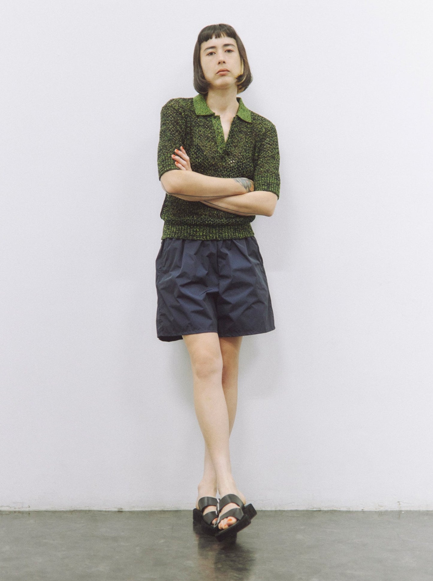 MINI MESH POLO/ GREEN/BLACK