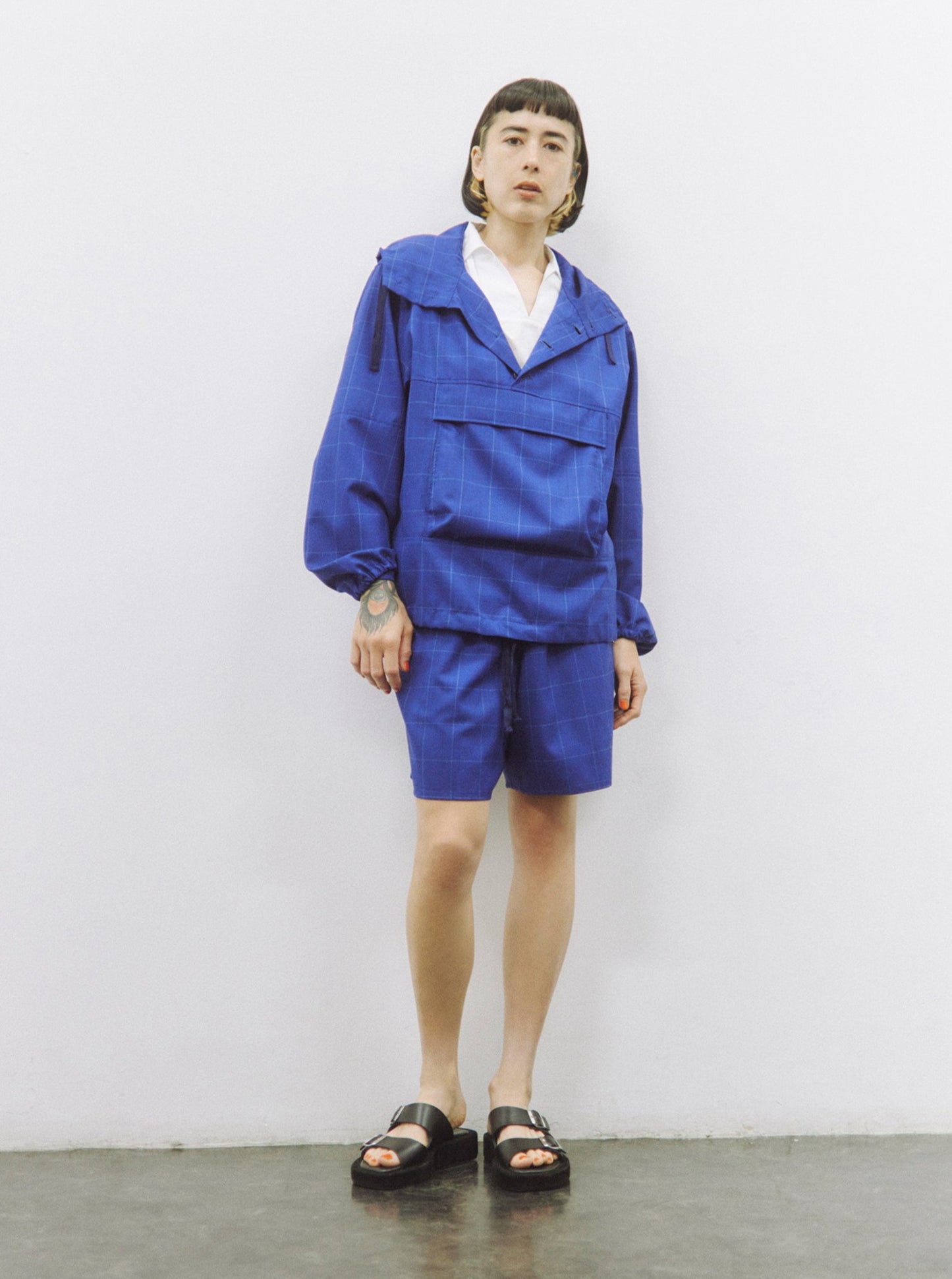 PACKABLE ANORAK/ BLUE CHECK