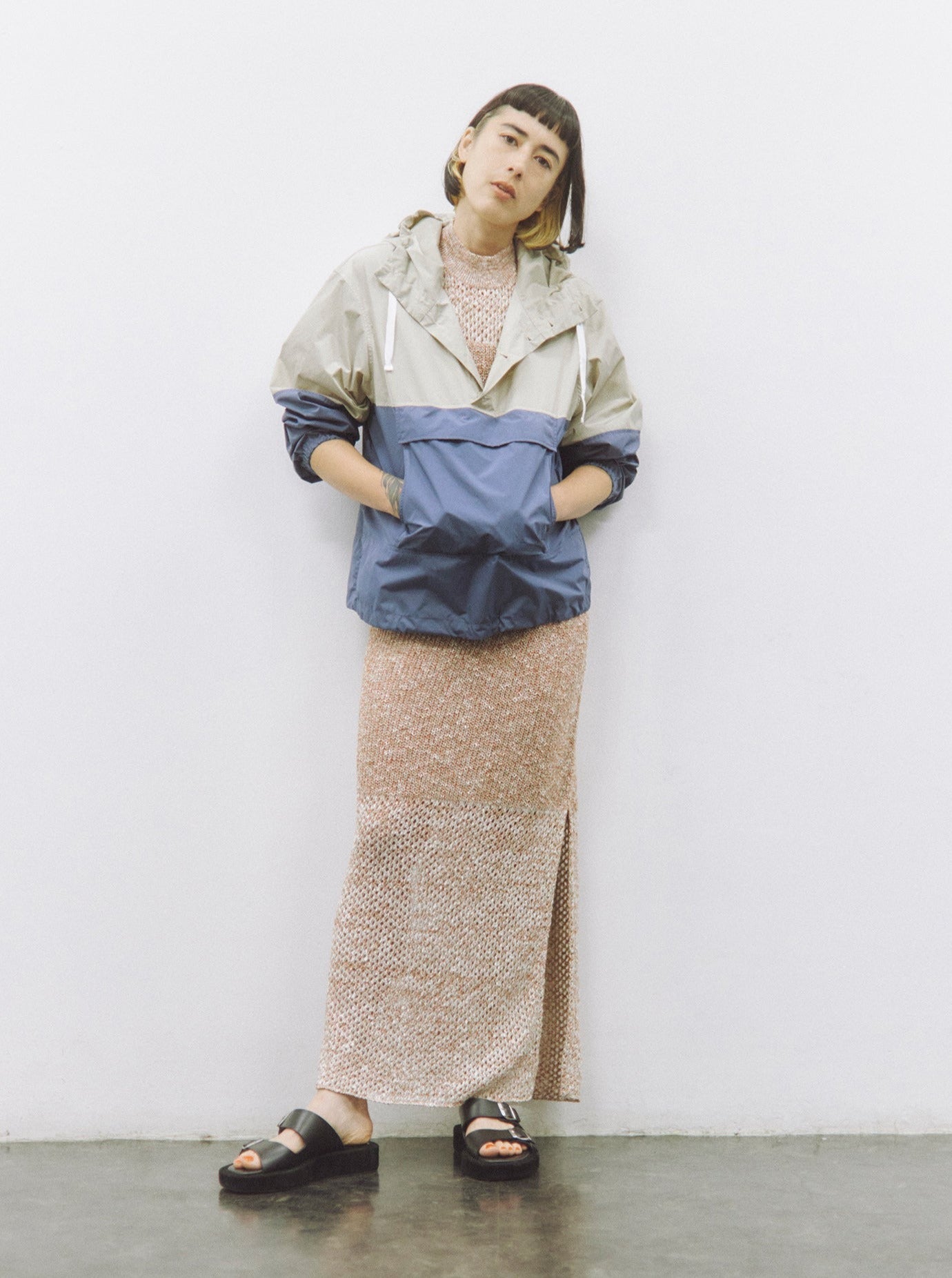 PACKABLE ANORAK/ OYSTER/BLUE
