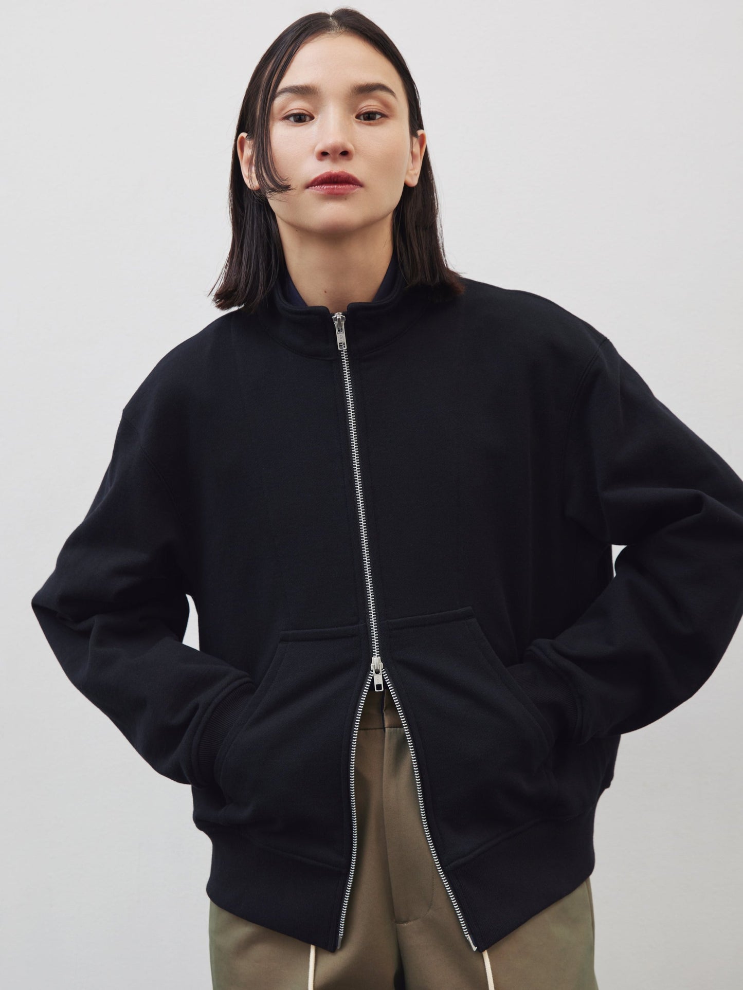 ZIP SWEAT JACKET/ BLACK