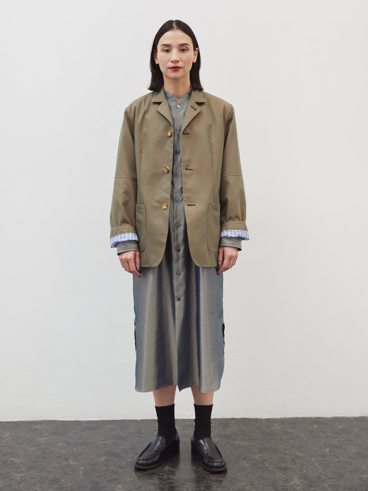 LAND SHIRT DRESS/ SILVER BLUE