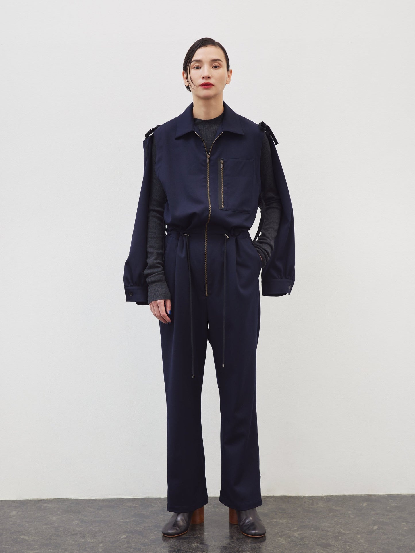 DRAWCORD JUMPSUIT/ NAVY