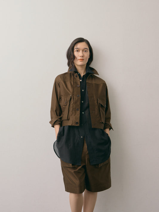 SHAPED SS SHIRT/ SHEER BLACK