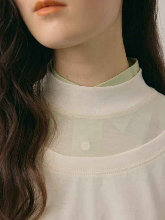 DOUBLE COLLAR MOCK TEE/ OFF WHITE
