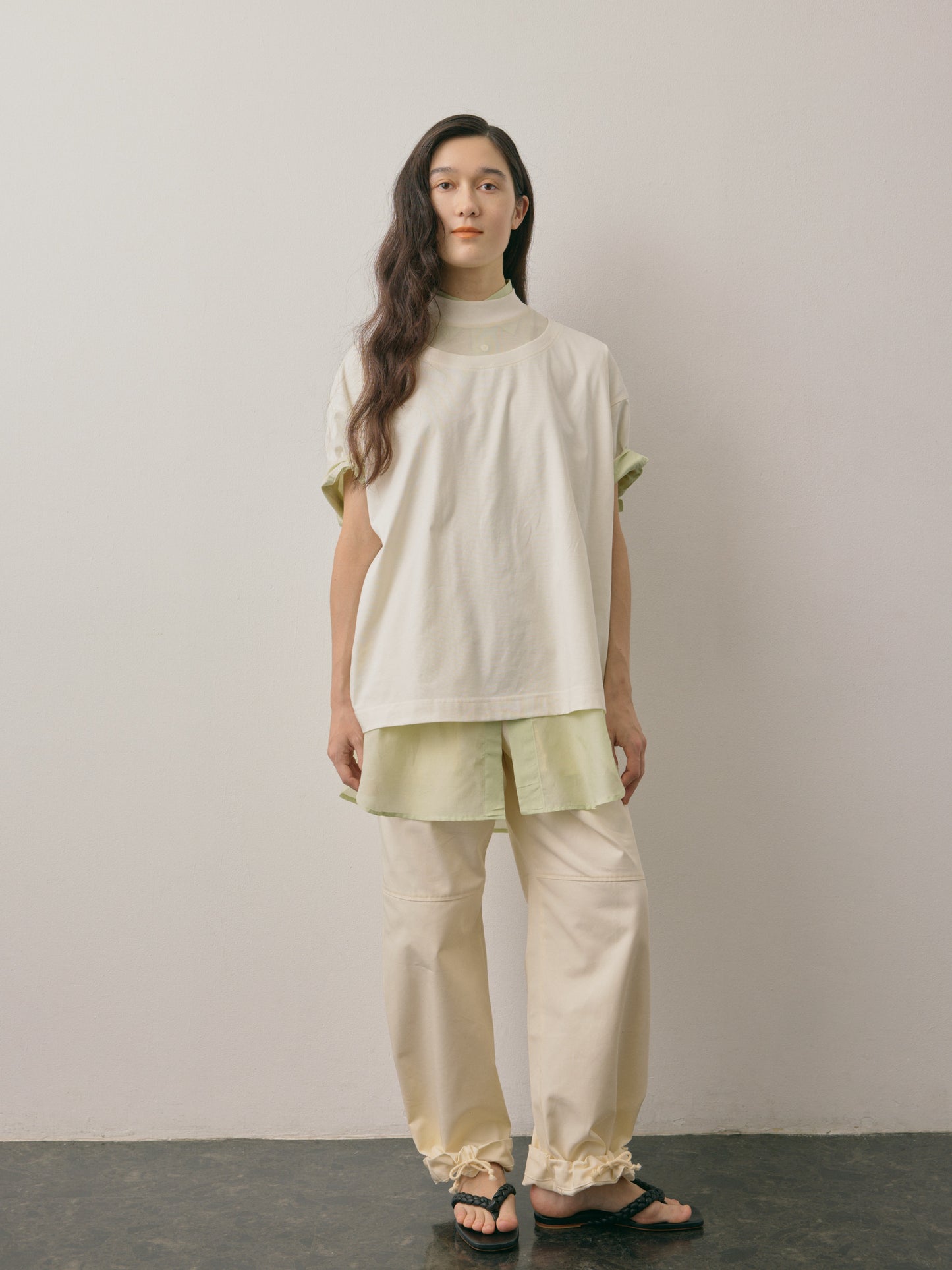 DOUBLE COLLAR MOCK TEE/ OFF WHITE