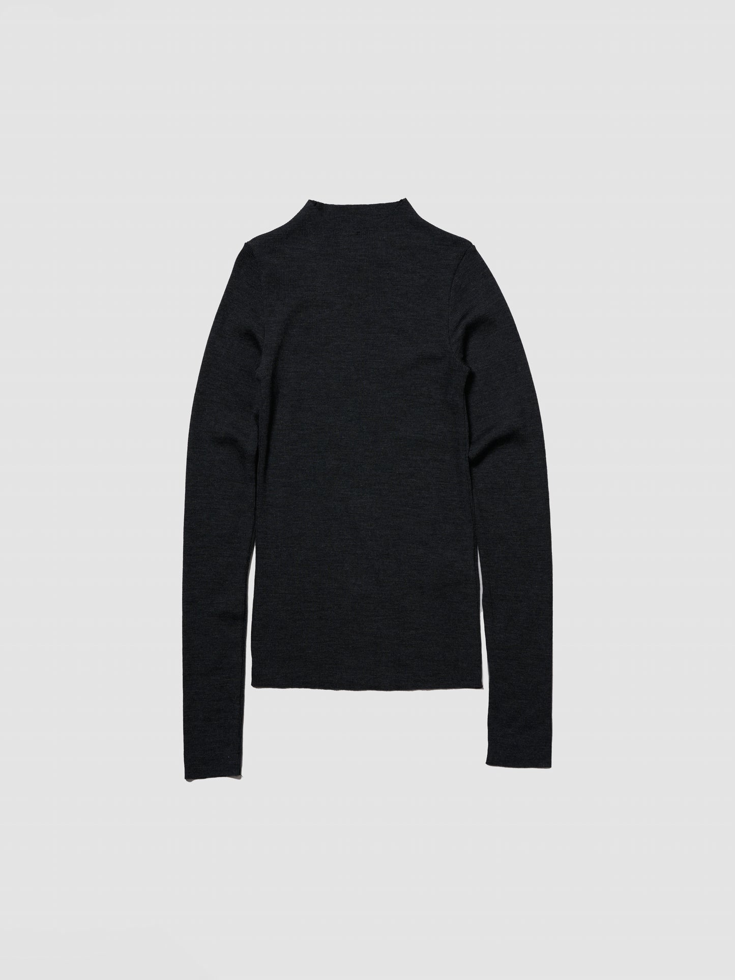 MOCK NECK LONG TEE/ CHARCOAL WOOL