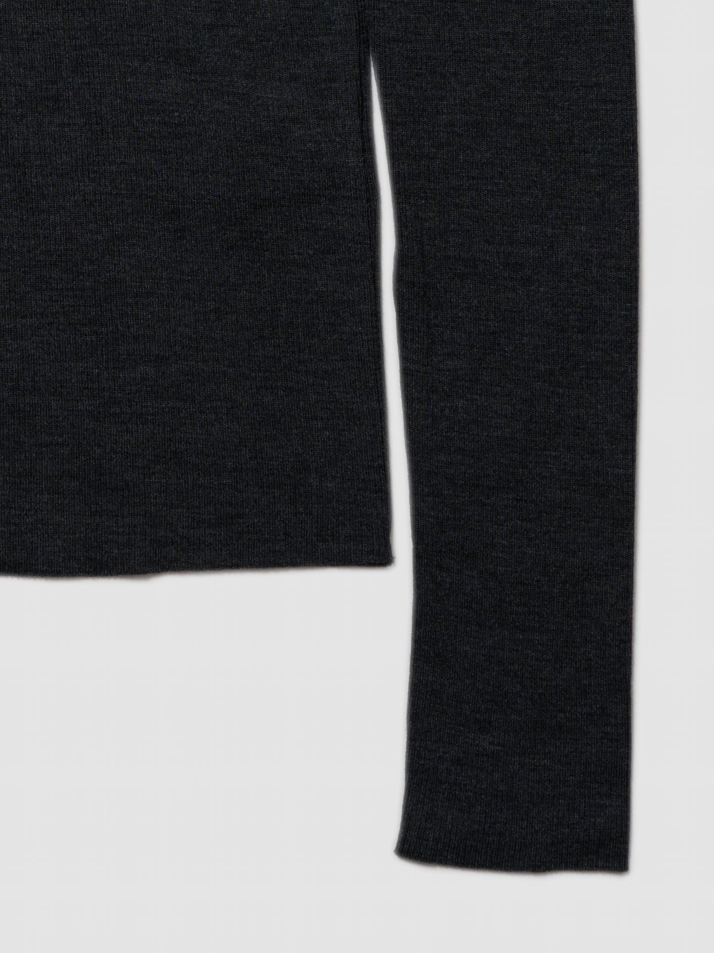 MOCK NECK LONG TEE/ CHARCOAL WOOL