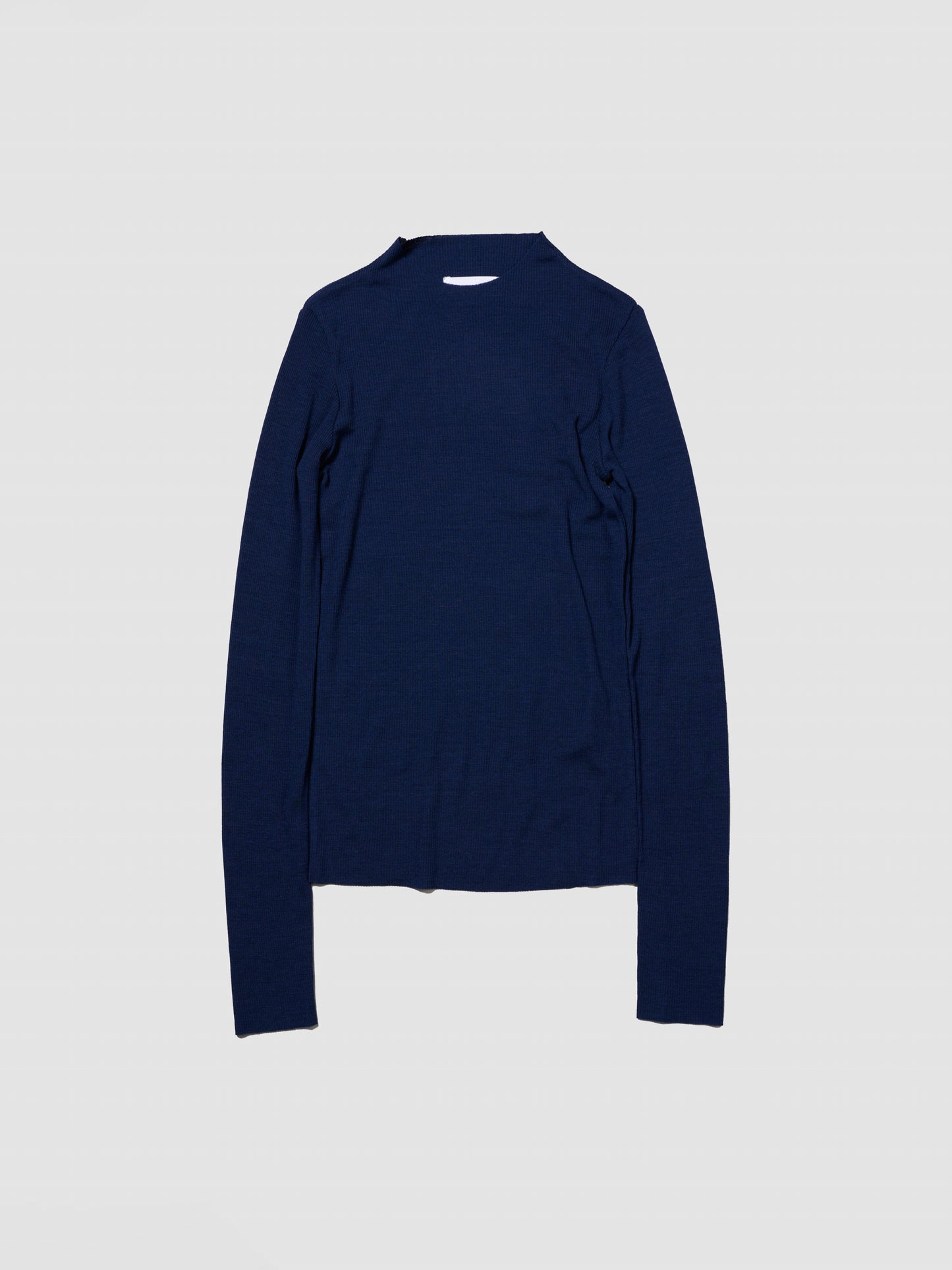 MOCK NECK LONG TEE/ NAVY WOOL