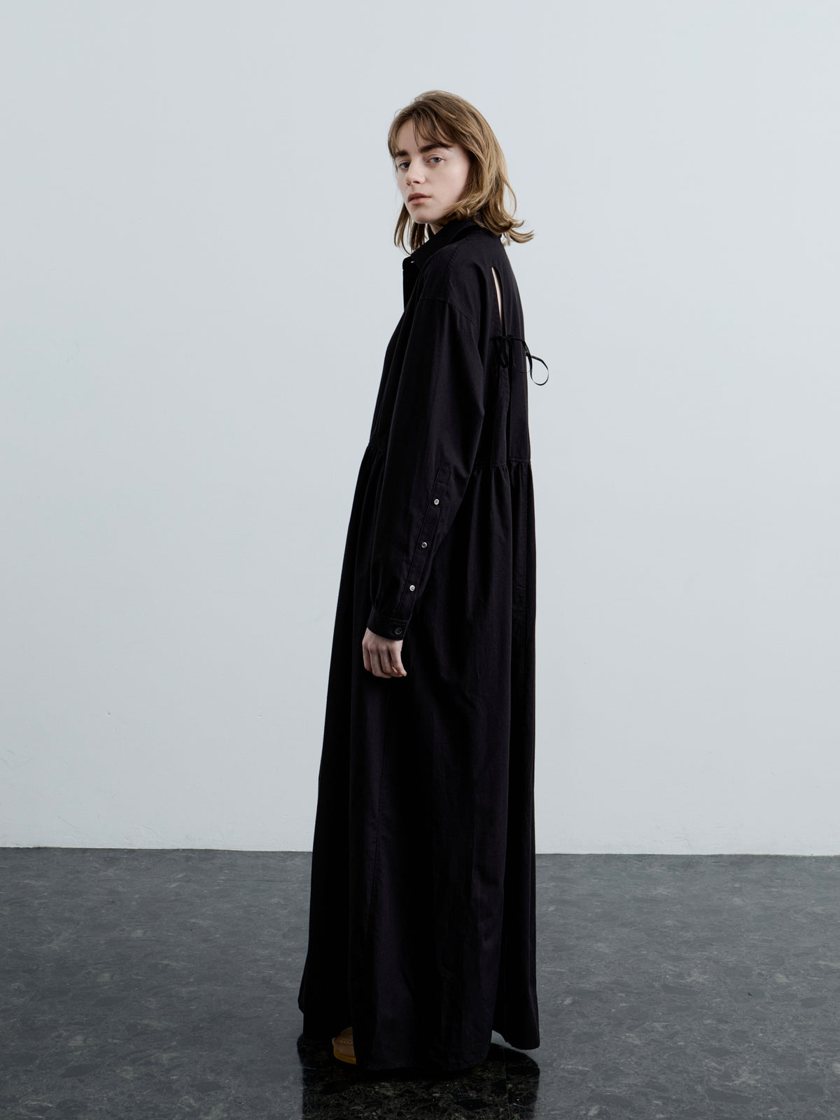 WING SHIRT DRESS/ BUTTER CUPRO TWILL