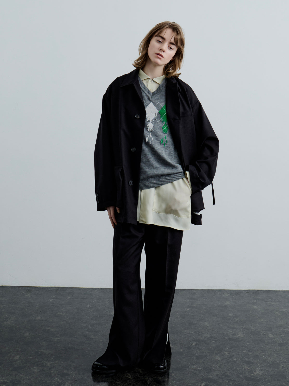WING JACKET/ NAVY HOUNDSTOOTH