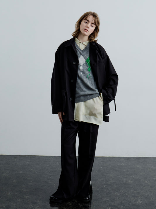 WING JACKET/ NAVY HOUNDSTOOTH