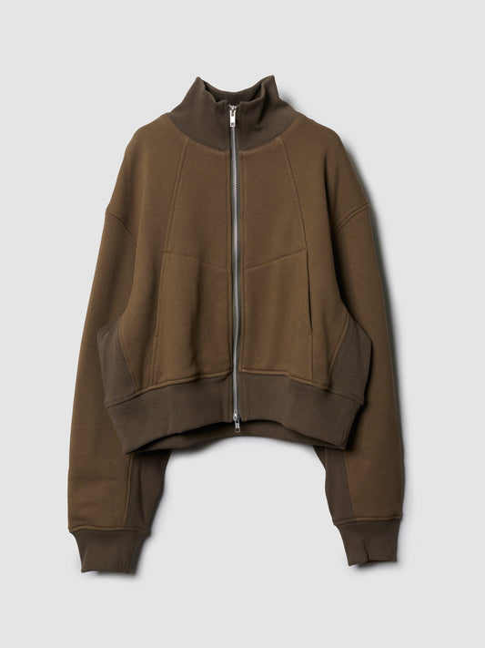 CROPPED SWEAT JACKET/ KHAKI