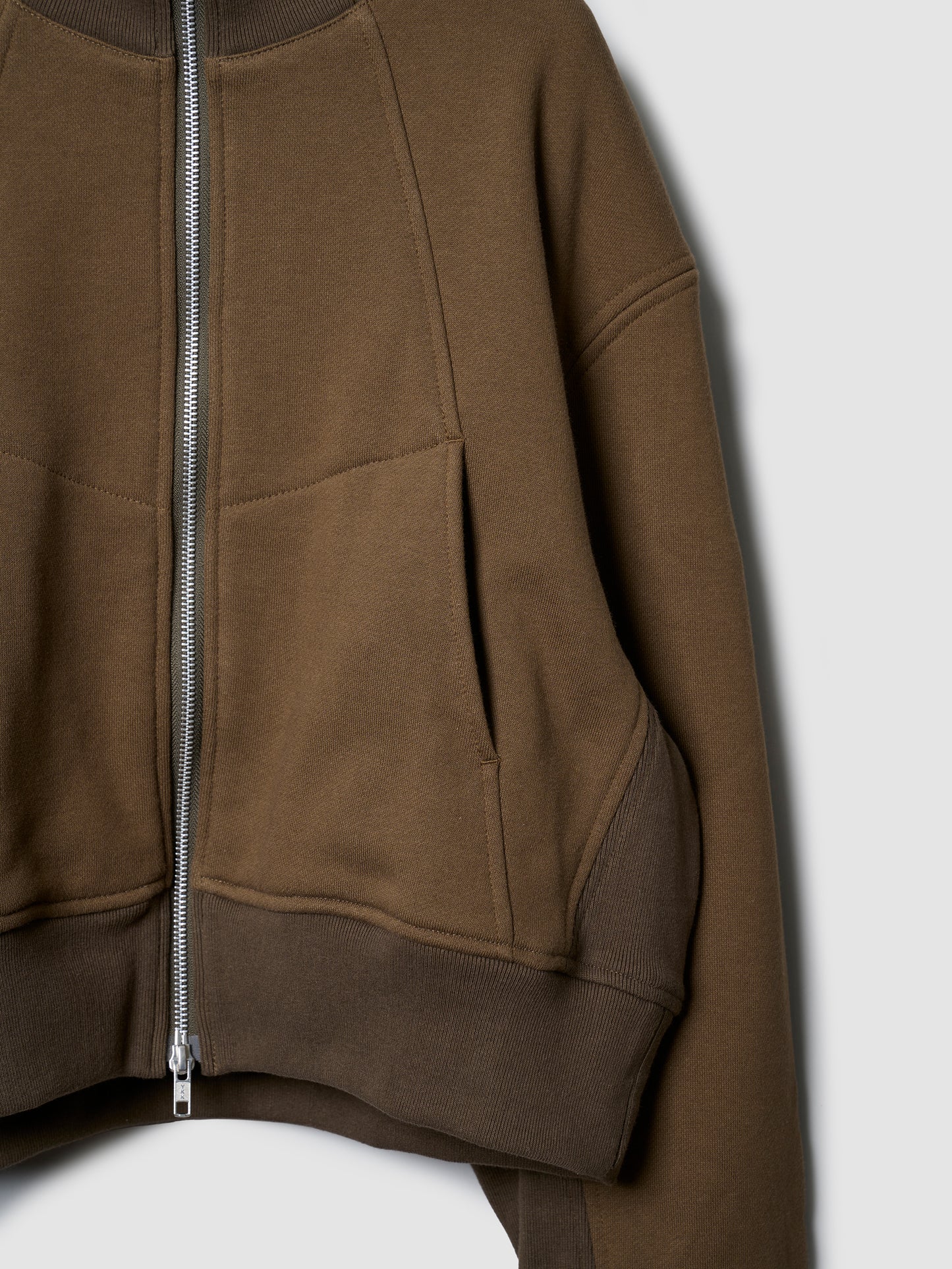 CROPPED SWEAT JACKET/ KHAKI