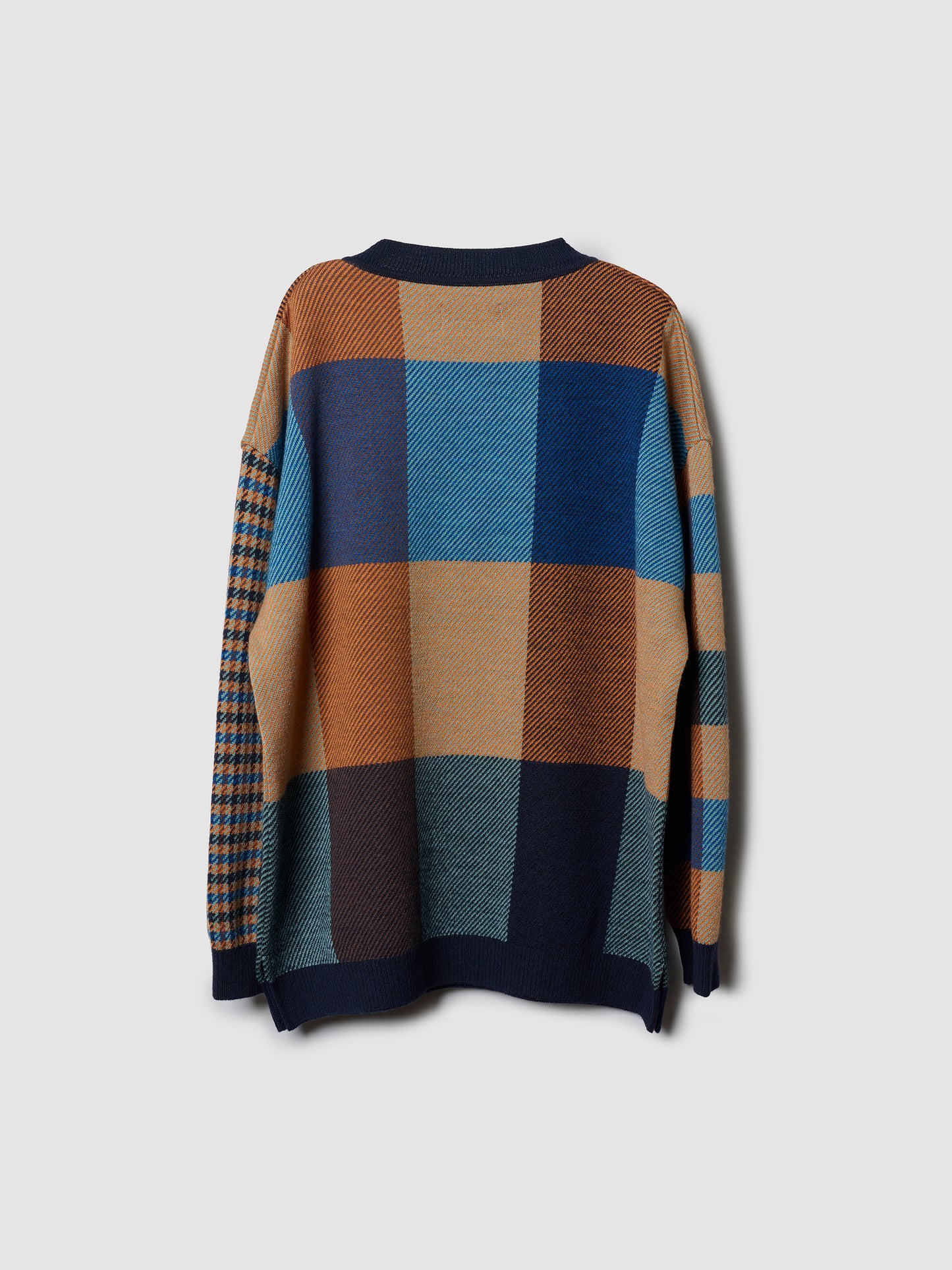 MIXED PLAID V SWEATER/ PLAID