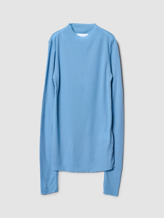 MOCK NECK LONG TEE/ LT. BLUE