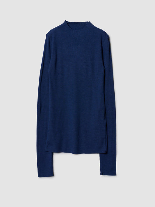 MOCK NECK LONG TEE/ NAVY