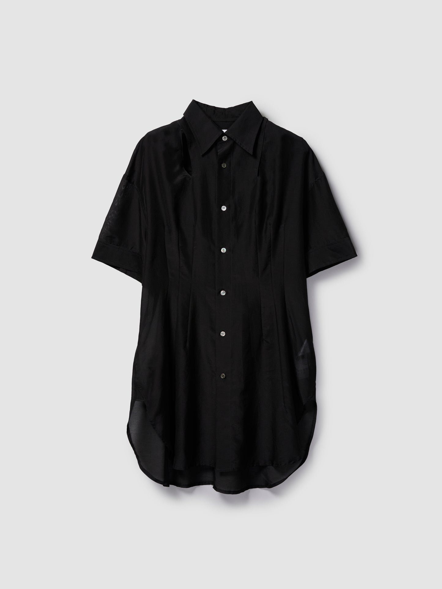 SHAPED SS SHIRT/ SHEER BLACK