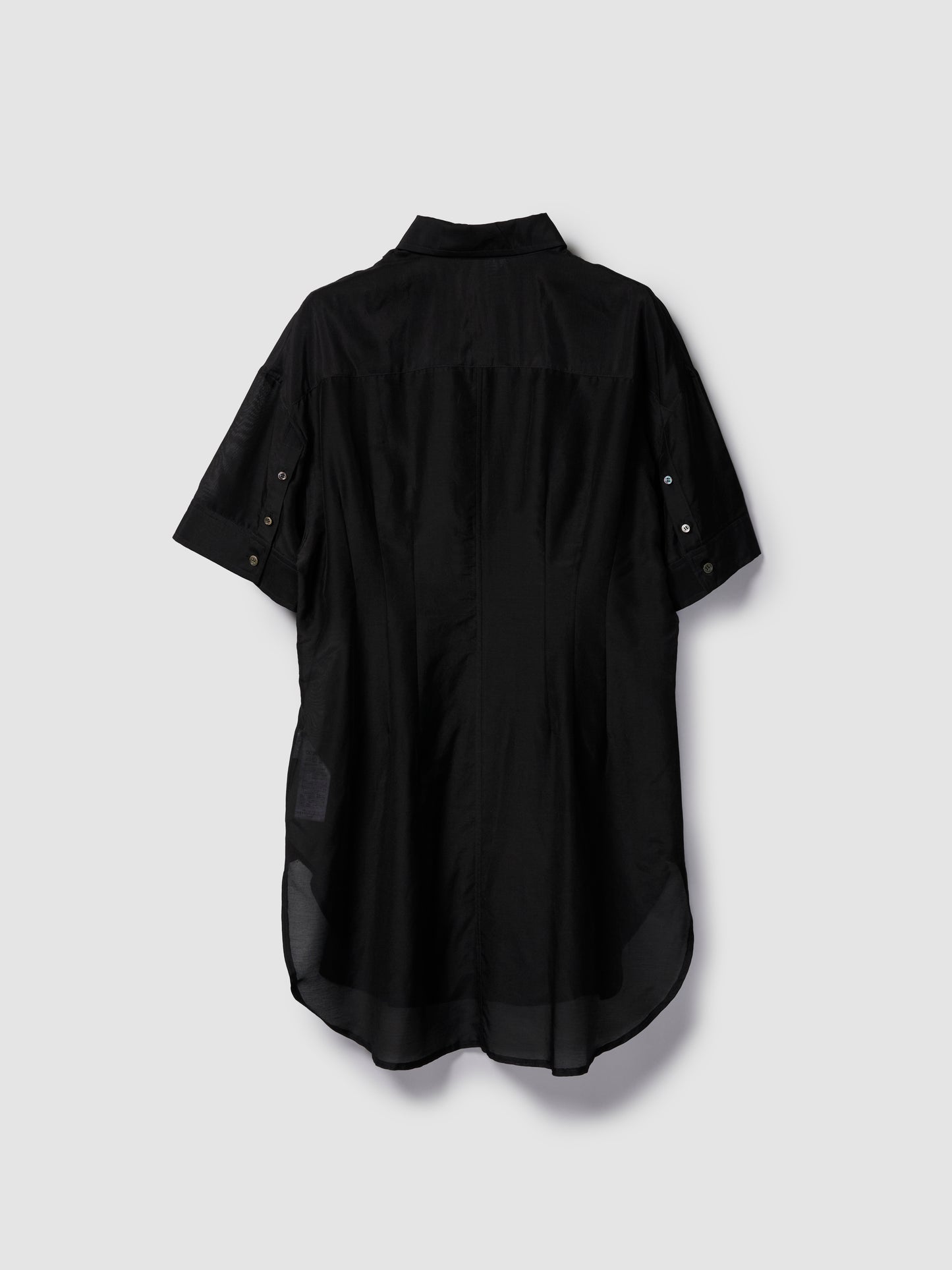 SHAPED SS SHIRT/ SHEER BLACK