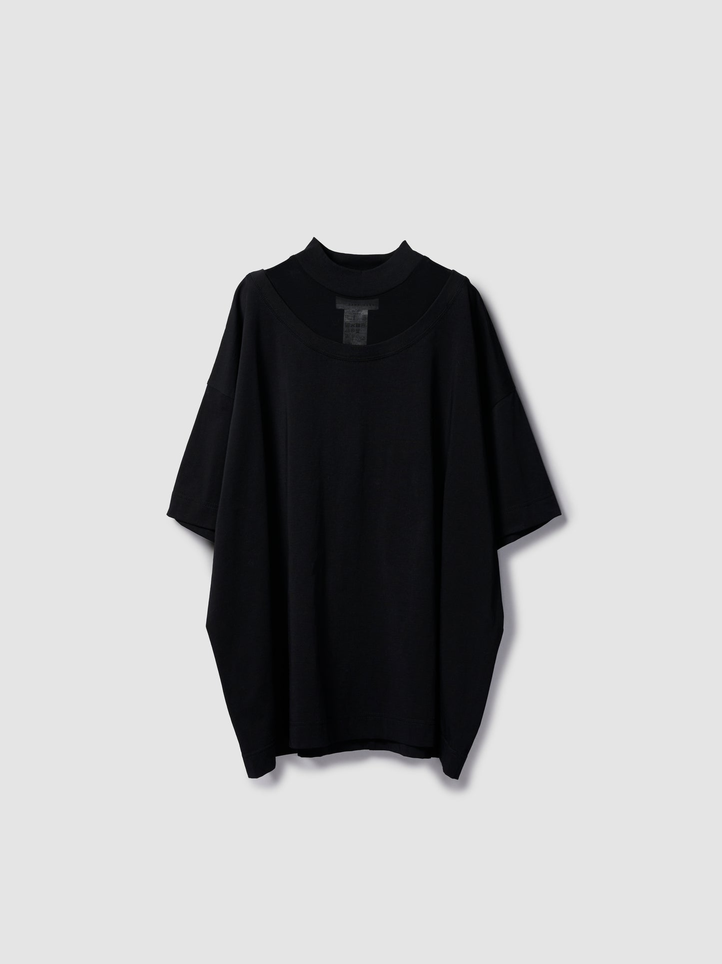 DOUBLE COLLAR MOCK TEE/ BLACK