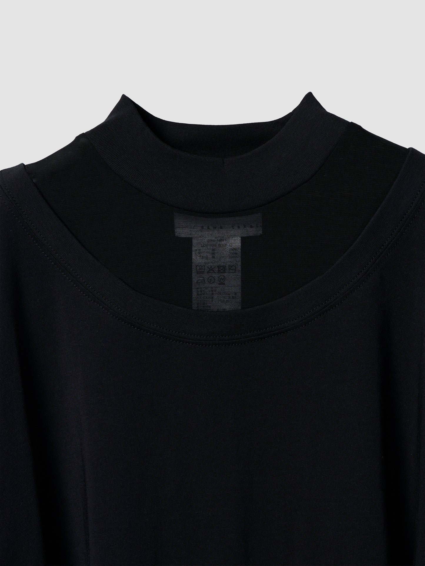 DOUBLE COLLAR MOCK TEE/ BLACK