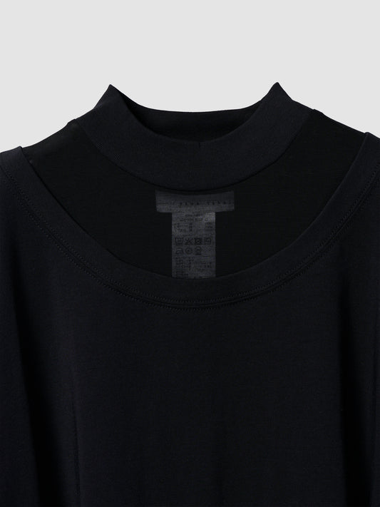 DOUBLE COLLAR MOCK TEE/ BLACK