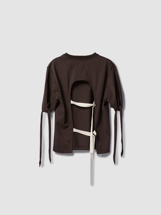 STRAP TEE/ BROWN