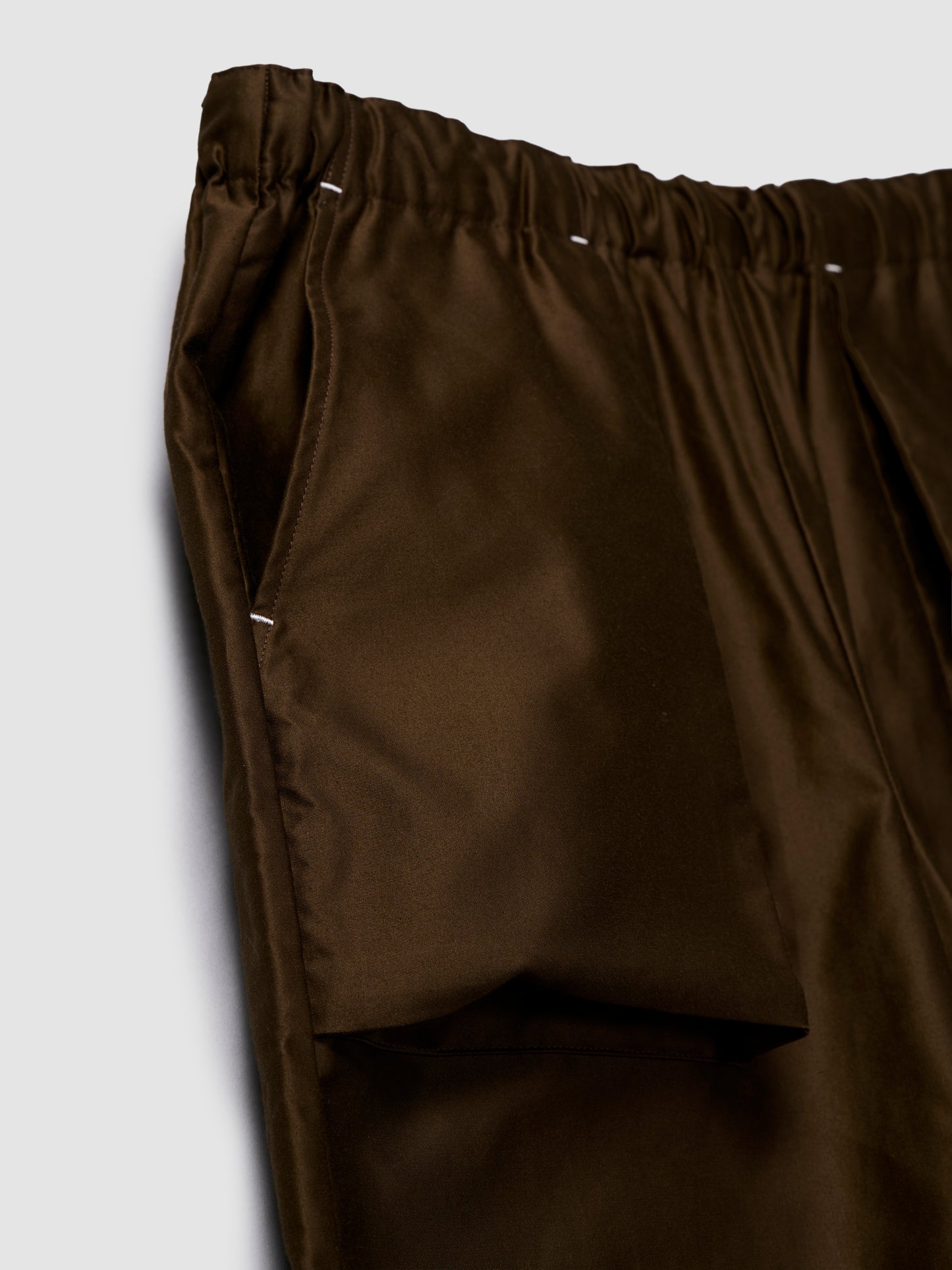 UTILITY SHORTS/ BROWN SATEEN