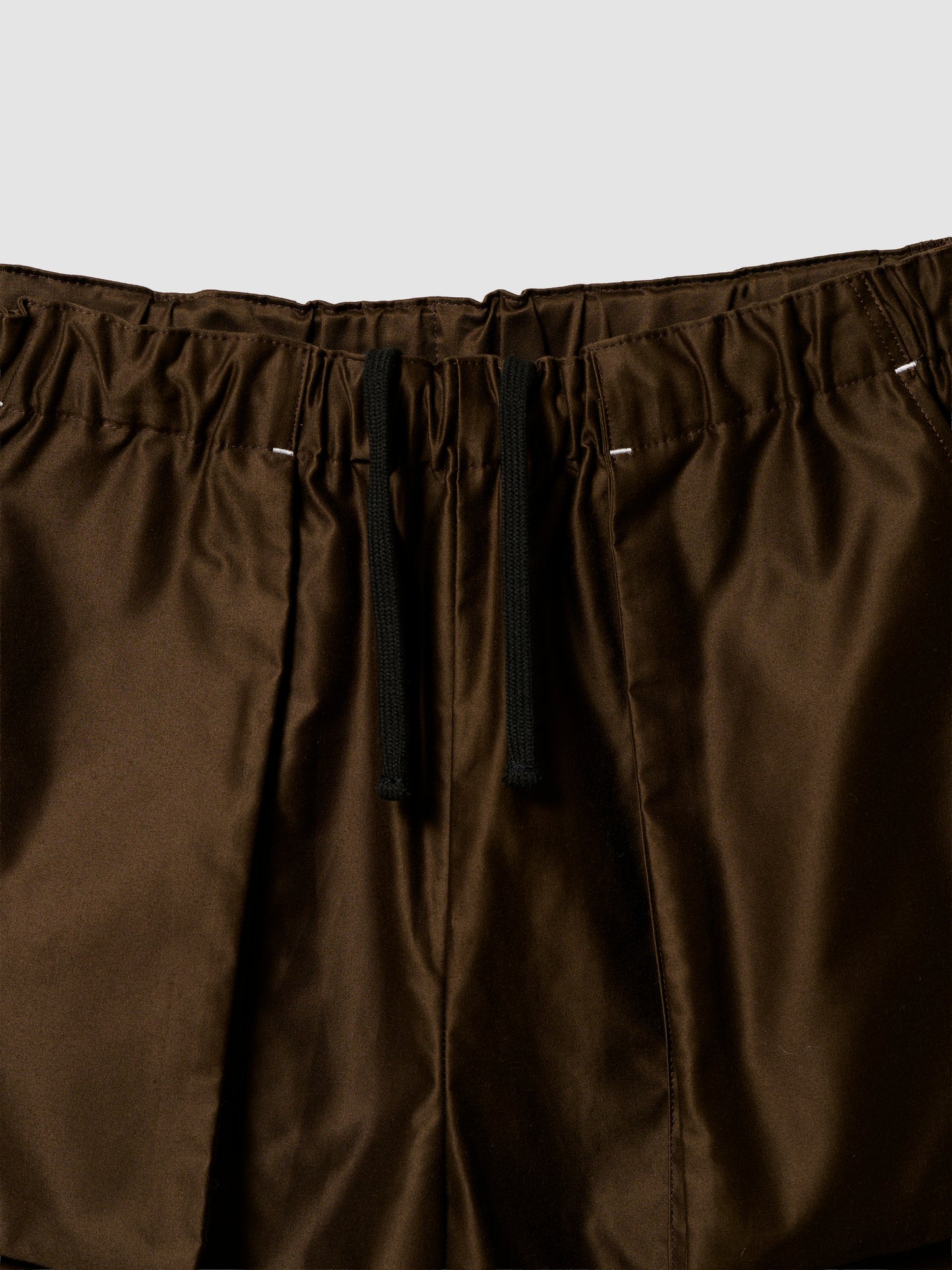 UTILITY SHORTS/ BROWN SATEEN