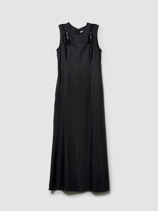 WING DRESS/ BLACK CUPRO TWILL