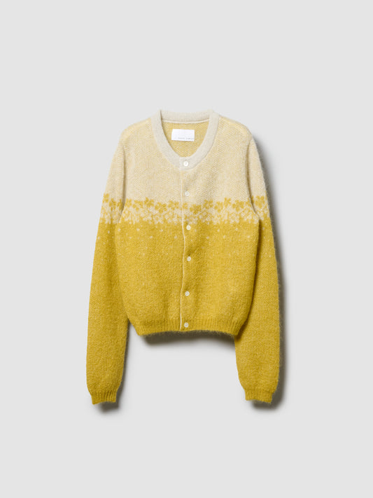 FLOWER FLAKE CARDIGAN/ SNOW x YELLOW