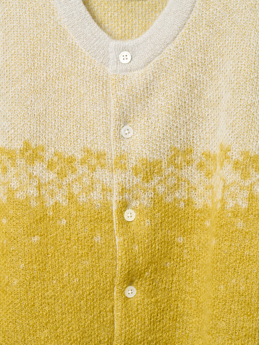 FLOWER FLAKE CARDIGAN/ SNOW x YELLOW