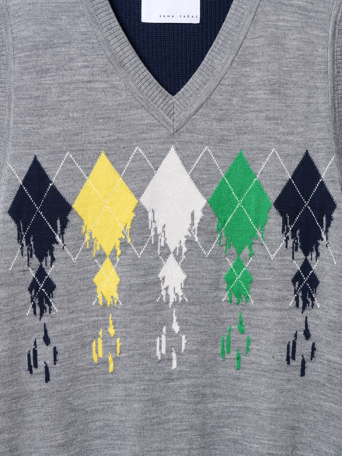 DRIP ARGYLE VEST/ GREY