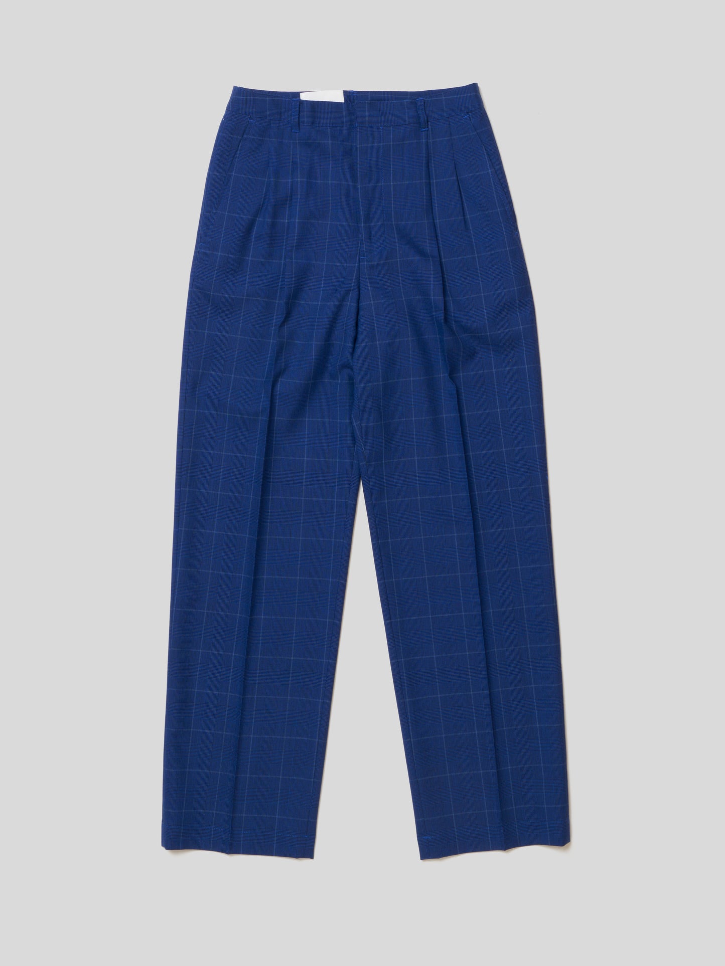PLEATED TROUSER/ BLUE CHECK