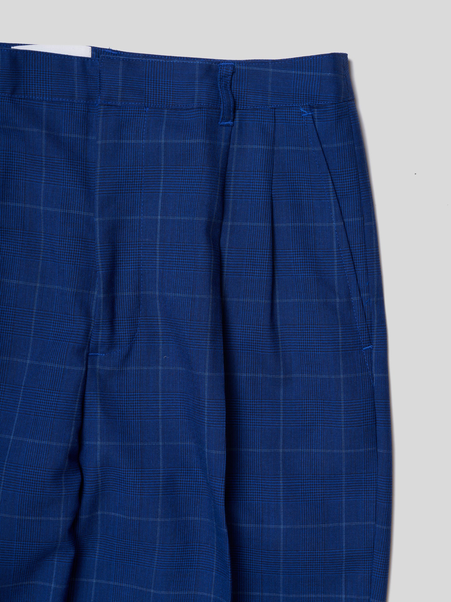 PLEATED TROUSER/ BLUE CHECK